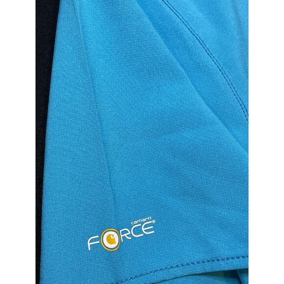 ~ Carhartt Force Sm Scrub Top V-neck Pockets Womens Cross-Flex Aqua Scrubs - Picture 12 of 16